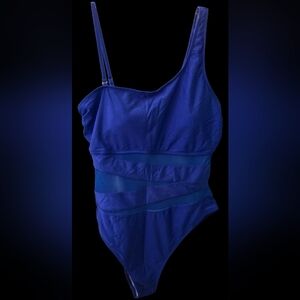 Elegant Blue One-Shoulder Swim One Piece